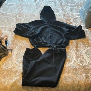 Skims Black Hoodie and Sweatpants Set